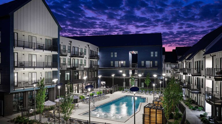 Arial View of Pool and Exteriors